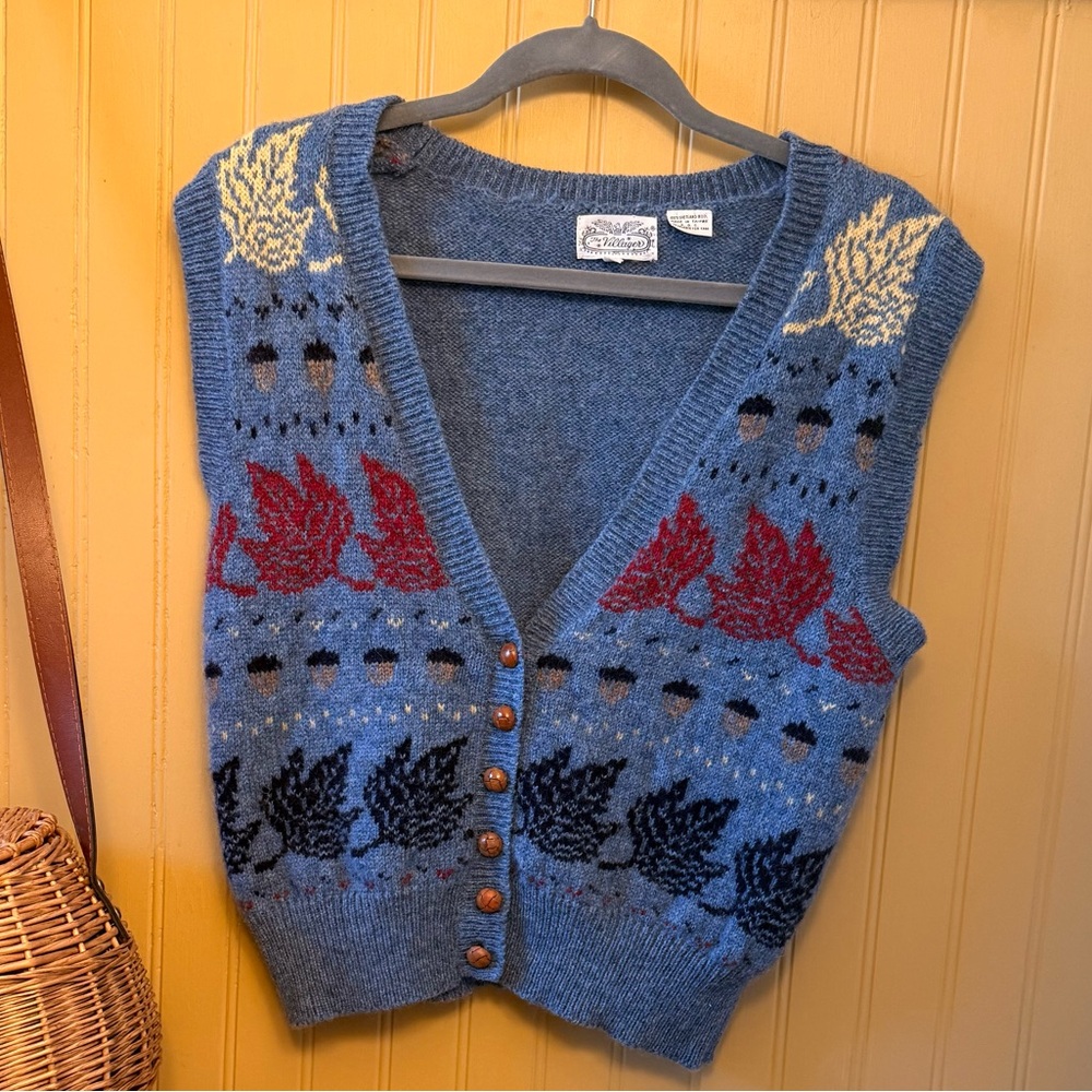 Vintage Blue and Red V-Neck Sweater Vest